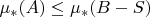 \mu_{*}(A) \leq \mu_{*}(B-S)