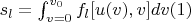 $s_l=\int_{v=0}^{v_0}f_l[u(v),v]dv\eqno(1)$