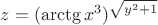 $z=(\arctg{x^3})^{\sqrt{y^2+1}}$