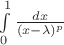 $\int\limits_0^1\frac {dx}{(x-\lambda)^p}$