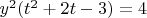 $y^2(t^2+2t-3)=4$