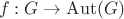 $$f:G\to\operatorname{Aut}(G)$$ $$f:G\to\operatorname{Aut}(G)$$