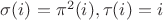 $\sigma(i)=\pi^2(i),\tau(i)=i$