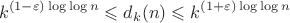 $$k^{(1-\varepsilon)\log\log n}\leqslant d_k(n)\leqslant k^{(1+\varepsilon)\log\log n}$$