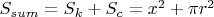 $S_{sum}=S_k+S_c=x^2+\pi r^2$