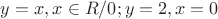 $y=x, при x\in R/0; y=2 , при x=0$