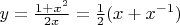 $y=\frac{1+x^2}{2x}=\frac12(x+x^{-1})$
