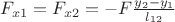 $F_{x1}=F_{x2}=-F \frac {y_2-y_1} {l_{12}}