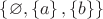 $\left\{\varnothing, \left\{a\right\}, \left\{b\right\}\right\}$