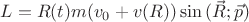 $L=R(t)m(v_0+v(R))\sin{(\vec{R};\vec{p})}$ $L=R(t)m(v_0+v(R))\sin{(\vec{R};\vec{p})}$