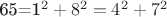 65=1^2+8^2=4^2+7^2