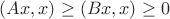 $(Ax,x)\ge (Bx,x)\ge 0$