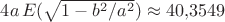 $4a\,E(\sqrt{1-b^2/a^2})\approx 40{,}3549$