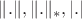 $\|.\|, \|.\|_{*}, |.|$