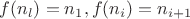 $f(n_l) = n_1, f(n_i) = n_{i+1}$