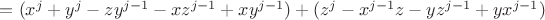 $=(x^j + y^j - zy^{j-1}- xz^{j-1} + xy^{j-1}) + (z^j - x^{j-1}z - yz^{j-1}+ yx^{j-1})$