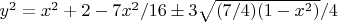 $y^2=x^2+2-7x^2/16\pm3\sqrt{(7/4)(1-x^2)}/4$