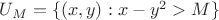 $U_M = \{ (x,y) : x-y^2 >M \}$