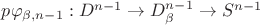 $p\varphi_{\beta,n-1}:D^{n-1}\to D_\beta^{n-1} \to S^{n-1}$