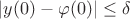 $|y(0)-\varphi(0)|\le\delta$