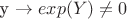 y \to exp(Y) \ne 0
