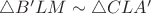 $\triangle B'LM \sim \triangle CLA'$