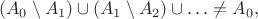 $$(A_0\setminus A_1)\cup (A_1\setminus A_2)\cup \ldots \ne A_0,$$