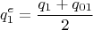 $$q_1^e=\frac {q_1+q_{01}}{2}$$