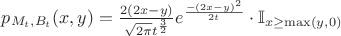 $p_{M_t, B_t}(x,y) = \frac{2(2x-y)}{\sqrt{2\pi} t^{\frac{3}{2} } } e^{\frac{-(2x-y)^2}{2t}} \cdot \mathbb{I}_{x\geq \max(y,0)}$