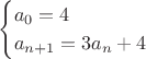 $$
\begin{cases}
a_0=4 \\
a_{n+1}=3a_n+4
\end{cases}
$$