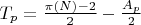 $\[ T_p = \frac{\pi(N) - 2}{2} - \frac{A_p}{2} \]$