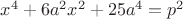 $x^4+6a^2x^2+25a^4=p^2$ $x^4+6a^2x^2+25a^4=p^2$