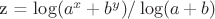 z = \log(a^x+b^y)/\log(a+b)