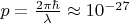 $p=\frac{2\pi \hbar}{\lambda} \approx 10^{-27}$