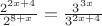 $\frac{2^{2x+4}}{2^{8+x}}=\frac{3^{3x}}{3^{2x+4}}$