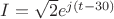 $I=\sqrt2e^{j(t-30)}$