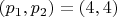 $(p_1, p_2) = (4, 4)$