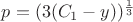 $p=(3(C_{1}-y))^{\frac{1}{3}}$