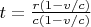 $ t=\frac {r{(1-v/c)}}{c{( 1-v/c)}} $