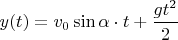 $y(t)=v_0\sin\alpha\cdot t+\dfrac{gt^2}{2}$