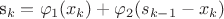 s_k = \varphi_1 (x_k) + \varphi_2 (s_{k-1} - x_k)