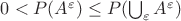 $0<P(A^\varepsilon)\leq{P(\bigcup_{\varepsilon}A^\varepsilon)}$