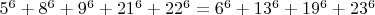 $5^6+8^6+9^6+21^6+22^6=6^6+13^6+19^6+23^6$