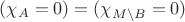 $(\chi_A = 0) = (\chi_{M\setminus B}=0)$