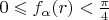 $0\leqslant f_{\alpha}(r)<\frac{\pi}4$
