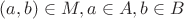 $(a,b) \in M, a \in A, b \in B$