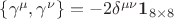 $\left\{\gamma^\mu,\gamma^\nu\right\}=-2\delta^{\mu\nu}{{\bf 1}_{8\times 8}}$