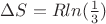 $\Delta S = Rln(\frac{1}{3})$