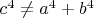 $c^4\ne a^4+b^4$