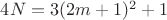 $4N=3(2m+1)^2+1$